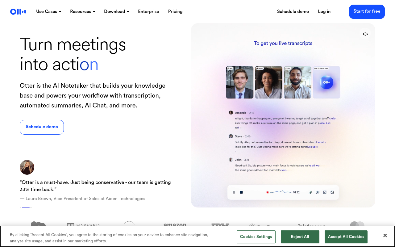 Otter.ai Homepage — Screenshot captured 2026-03-24