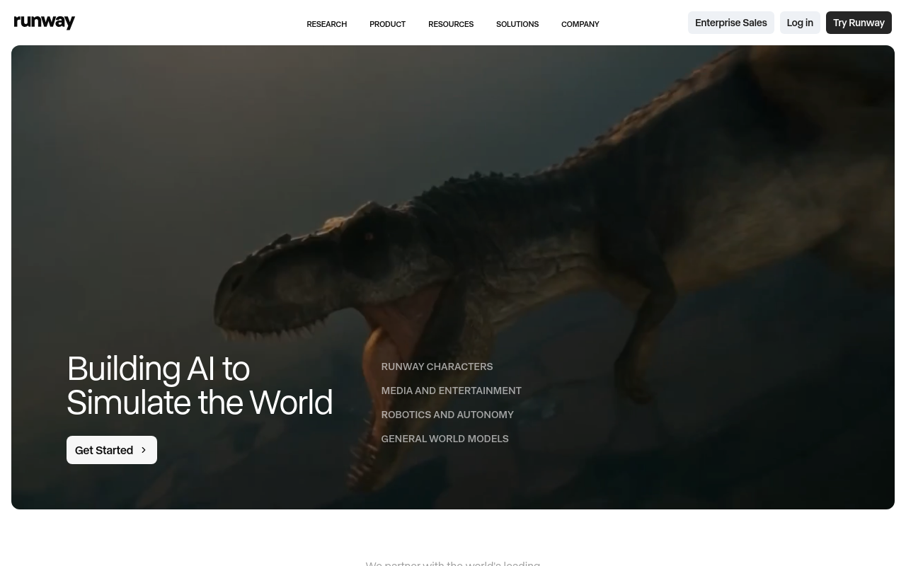 Runway Homepage — Screenshot captured 2026-03-24