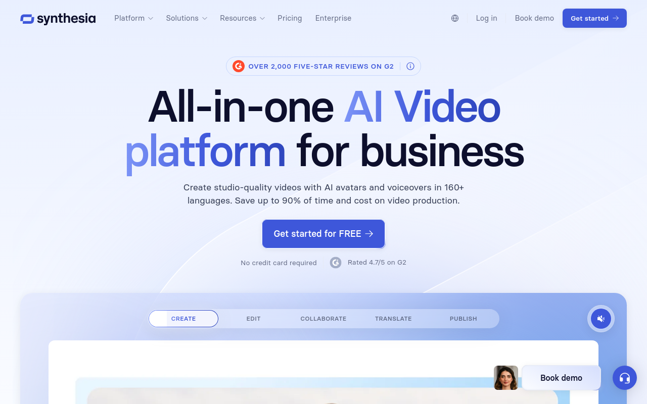 Synthesia Homepage — Screenshot captured 2026-03-24